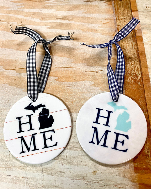 Round Ceramic Michigan Ornaments