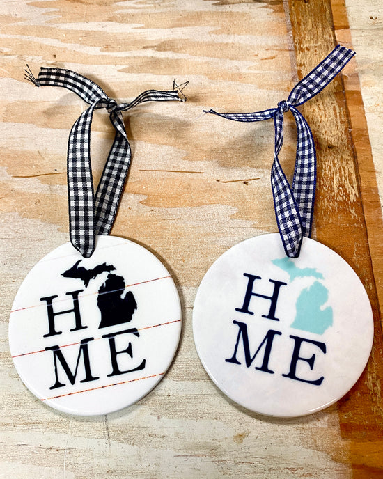 Round Ceramic Michigan Ornaments
