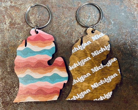 Wooden Lower Michigan Cutout Keychain