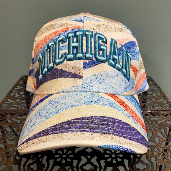 Retro Abstract Multicolor Michigan Baseball Hat - Robin Ruth