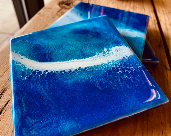 Single Resin Coaster - Wave/Water Design