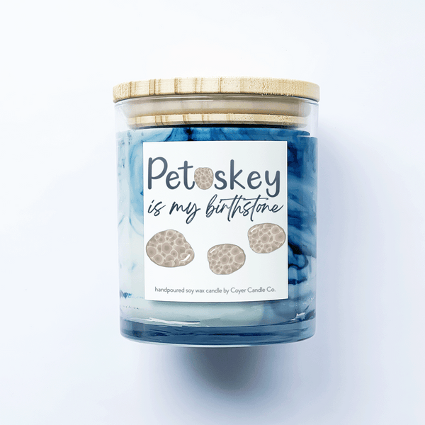 11 oz Clear Candle Jars - Petoskey is My Birthstone – Coyer Candle Co.