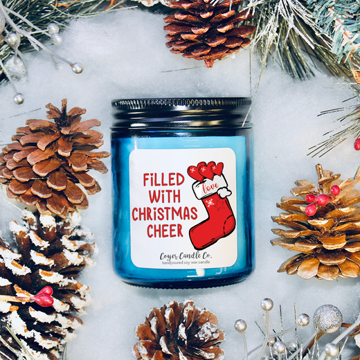 9 oz. Cobalt Jar Candle - Filled with Christmas Cheer