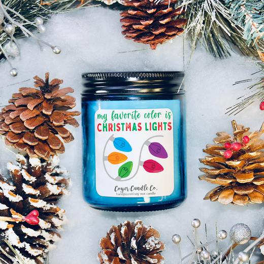 9 oz. Cobalt Jar Candle - My favorite color is Christmas lights